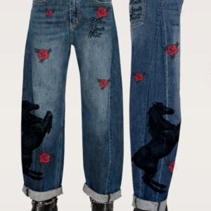 drawstring waist denim shorts with pastel flower (copy)