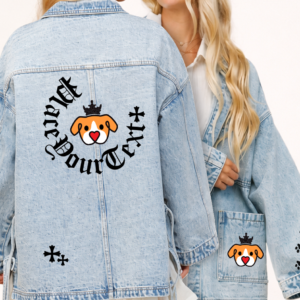 oversized sparkling denim jacket with rhinestone lettering (copy)