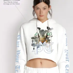 m | crop fleece pullover hoodie sweatshirt with star graphics (copy)