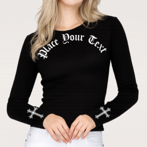 crew neck long sleeve rib top